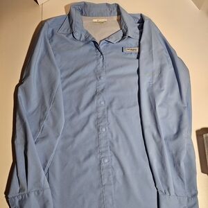 Columbia Womens Light Blue Casual Button Down Shirt